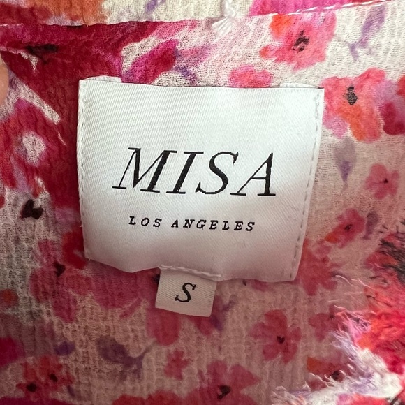 Misa Giselle Ruffled Maxi Dress Pink Floral Bohemian Boho Casual Women’s Small - Picture 7 of 14